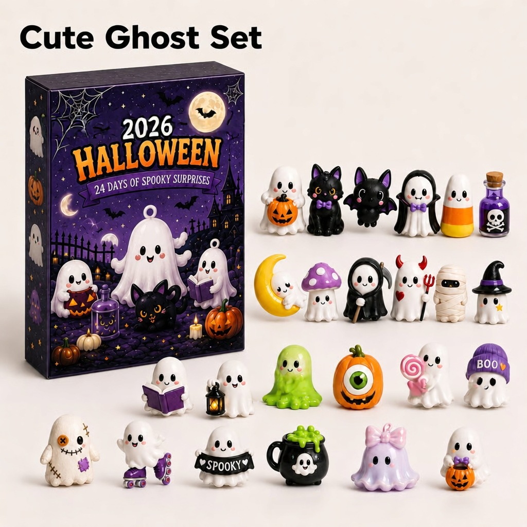 Advent Calendar Gift - Halloween-Adventskalender 2026, 24 Tage gruselige Harzornamente