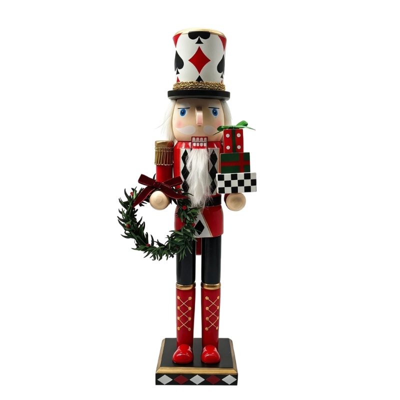Nutcracker Figurine - 92MF Weihnachts-Poker-Nussknacker-Figur mit bemalter Oberfläche für