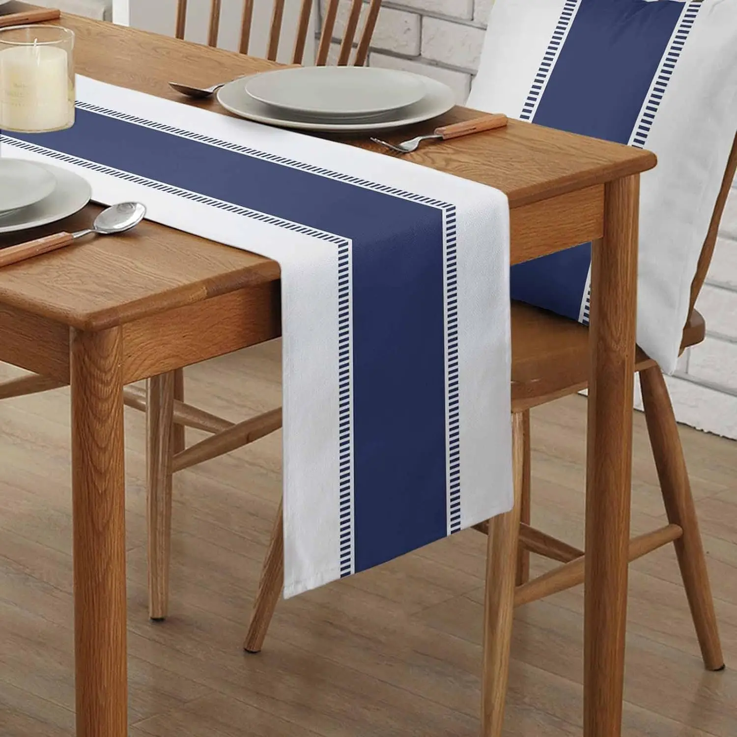 Marineblaue Streifen Leinen Ti – Christmas Table Runner Bewertung und Preis