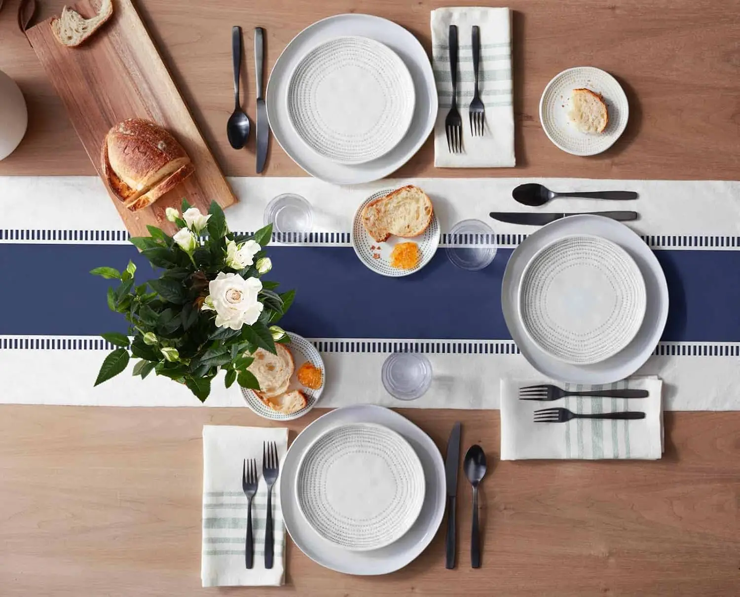 Marineblaue Streifen Leinen Ti – Christmas Table Runner Bewertung und Preis