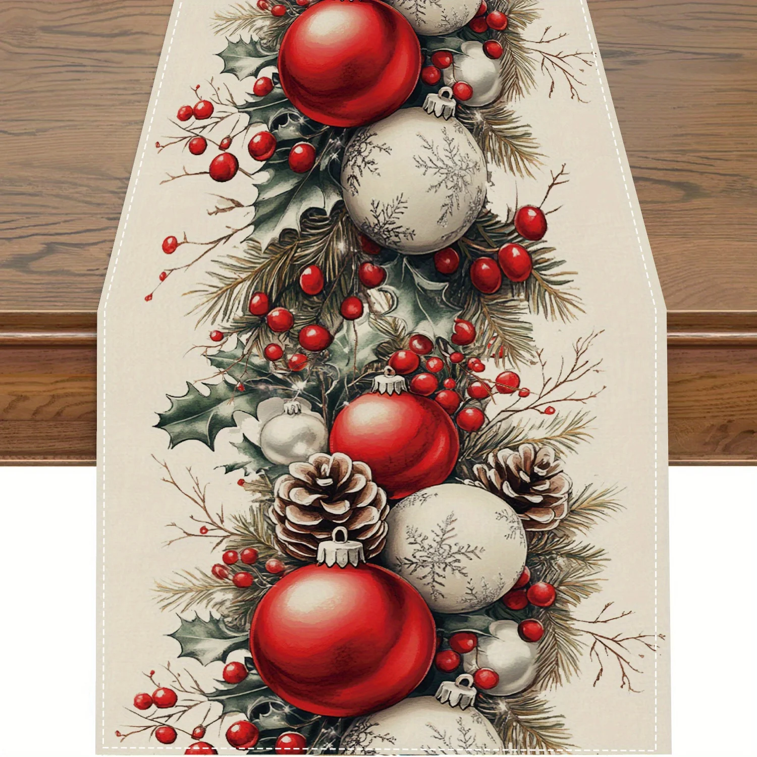Weihnachtskugeln, Tannenzapfen – Christmas Table Runner Bewertung und Preis